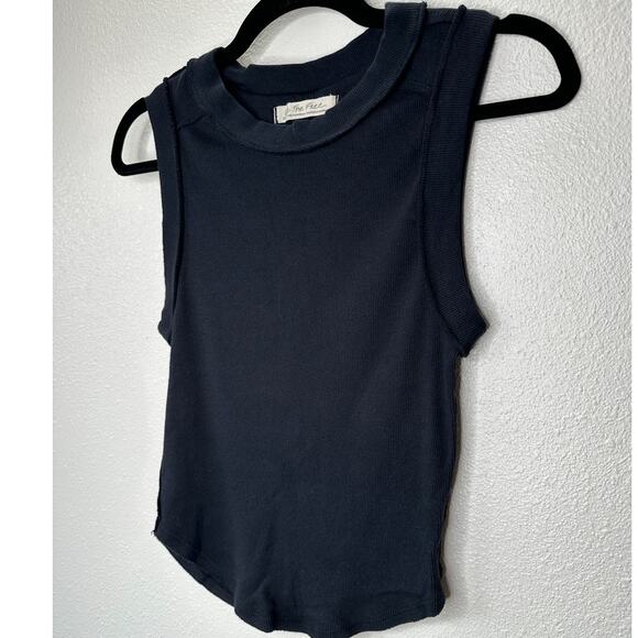 We The Free Black Round Neck Sleeveless Kate Shirt Ribbed Tank Top S - Picture 5 of 14